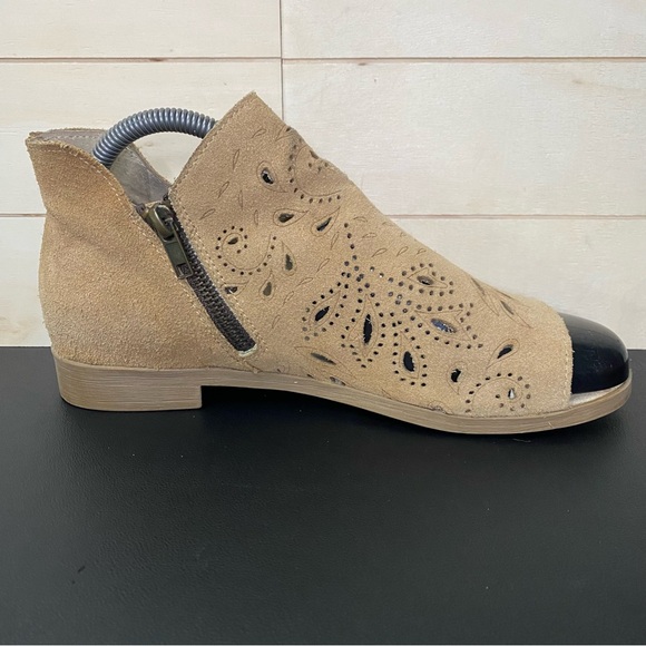 Coolway Nelia Open Toe Booties Women's Size 8 Shoes EU39 Tan Suede Leather Zip - Picture 3 of 11